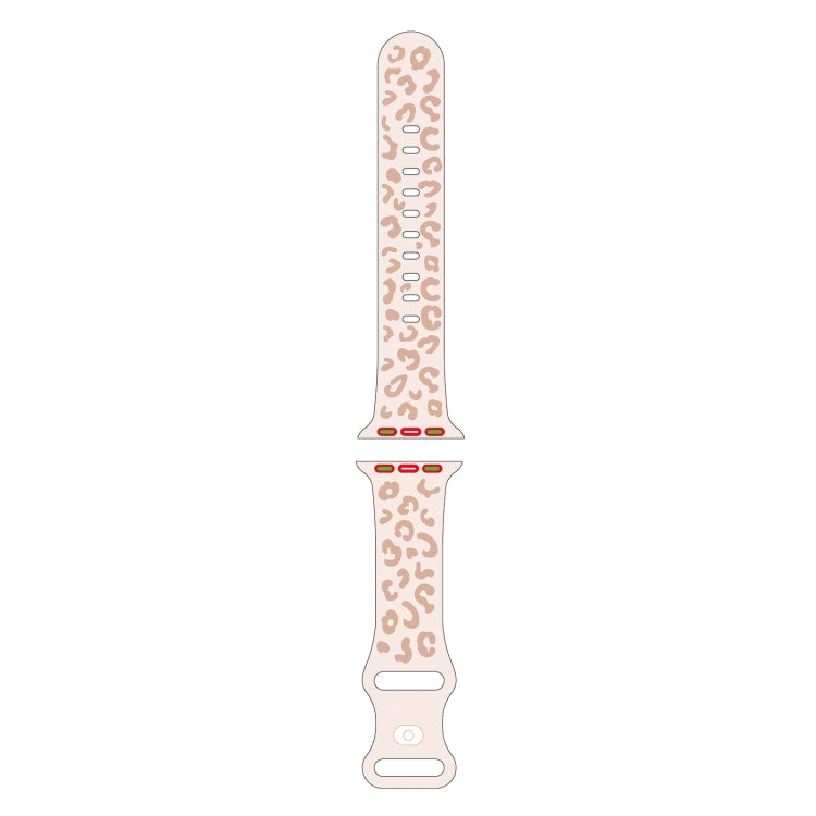 For Apple Watch Series 3 38mm Concave Leopard Printed Silicone Watch Band(Starlight Milk Tea) - Watch Bands by PMc TechLife | Online Shopping South Africa | PMc TechLife | Buy Now Pay Later Mobicred