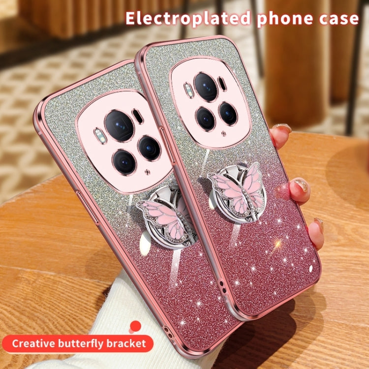 For Honor Magic6 Pro Plated Gradient Glitter Butterfly Holder TPU Phone Case(Purple) - free shipping - PMC Jewellery - Order now!