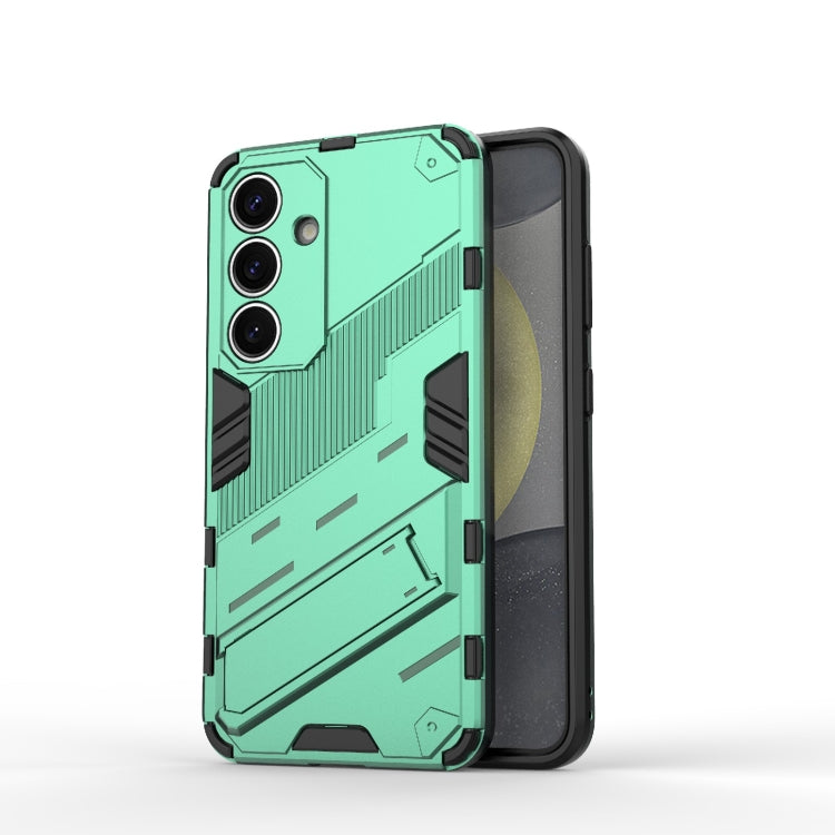 For Samsung Galaxy S25 5G Punk Armor 2 in 1 PC + TPU Shockproof Phone Case with Invisible Holder(Green) - Galaxy S25 5G Cases by PMC Jewellery | Online Shopping South Africa | PMC Jewellery | Buy Now Pay Later Mobicred