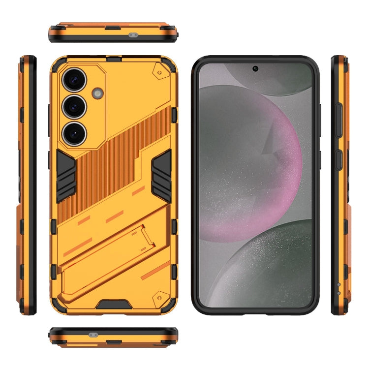 For Samsung Galaxy S25+ 5G Punk Armor 2 in 1 PC + TPU Shockproof Phone Case with Invisible Holder(Orange) - Galaxy S25+ 5G Cases by PMC Jewellery | Online Shopping South Africa | PMC Jewellery | Buy Now Pay Later Mobicred