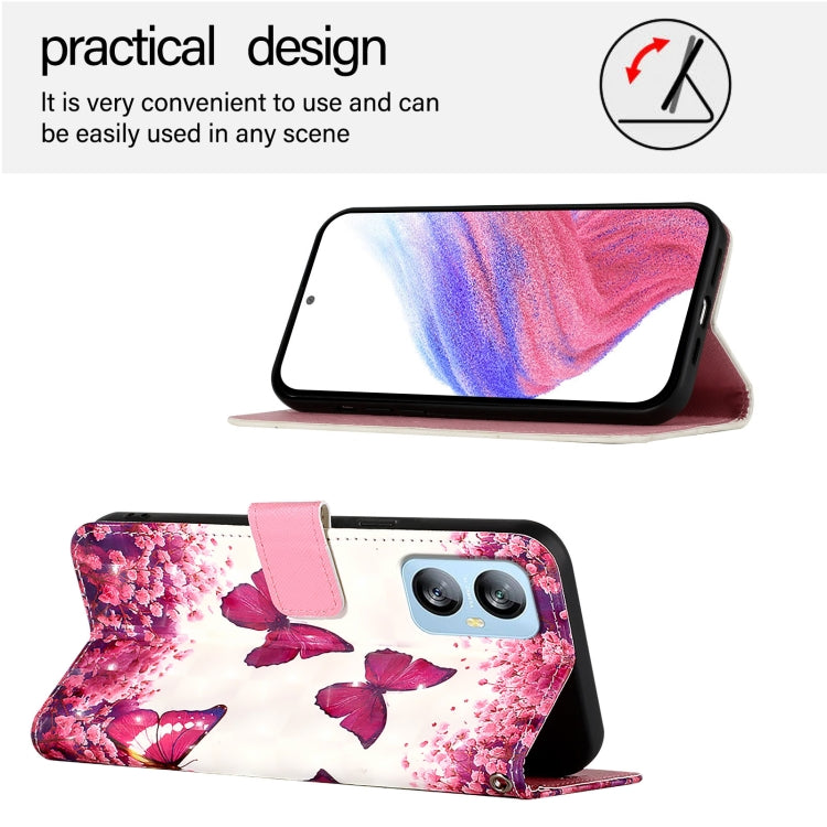 For Blackview A52 3D Painting Horizontal Flip Leather Phone Case(Rose Butterfly) - More Brand by PMC Jewellery | Online Shopping South Africa | PMC Jewellery | Buy Now Pay Later Mobicred