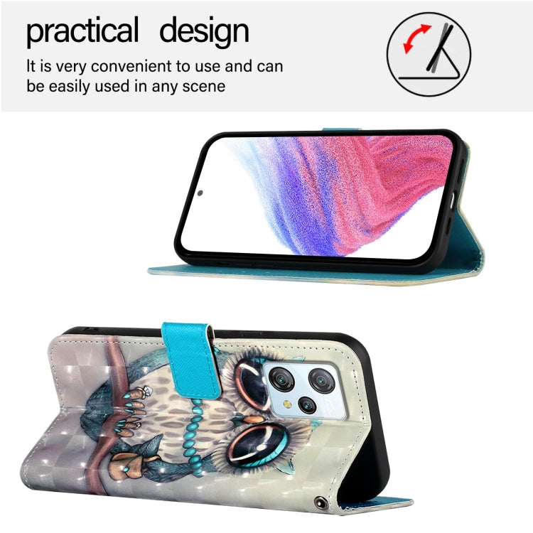 For Blackview A53 3D Painting Horizontal Flip Leather Phone Case(Grey Owl) - More Brand by PMC Jewellery | Online Shopping South Africa | PMC Jewellery | Buy Now Pay Later Mobicred