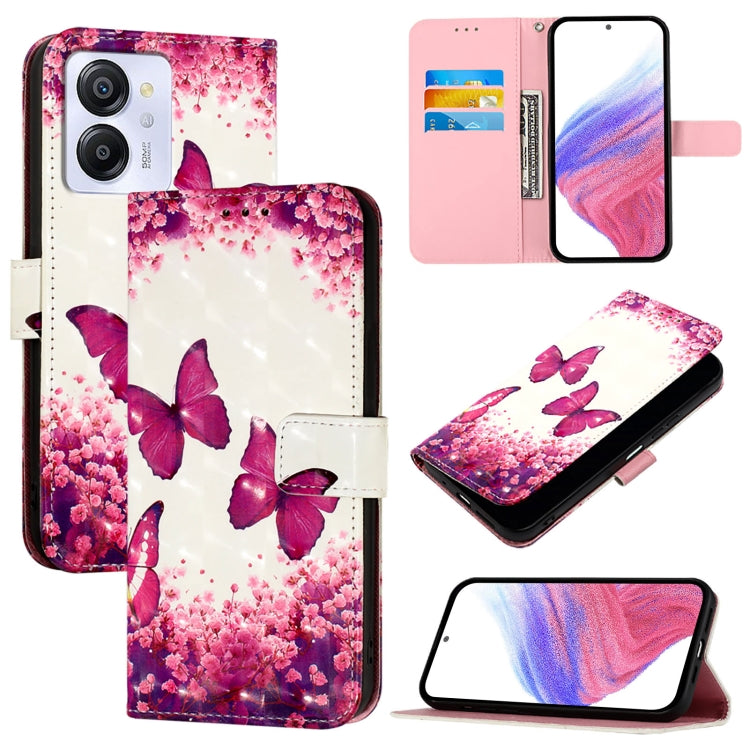 For Blackview Color 8 3D Painting Horizontal Flip Leather Phone Case(Rose Butterfly) - More Brand by PMC TechLife | Online Shopping South Africa | PMC TechLife | Buy Now Pay Later Mobicred