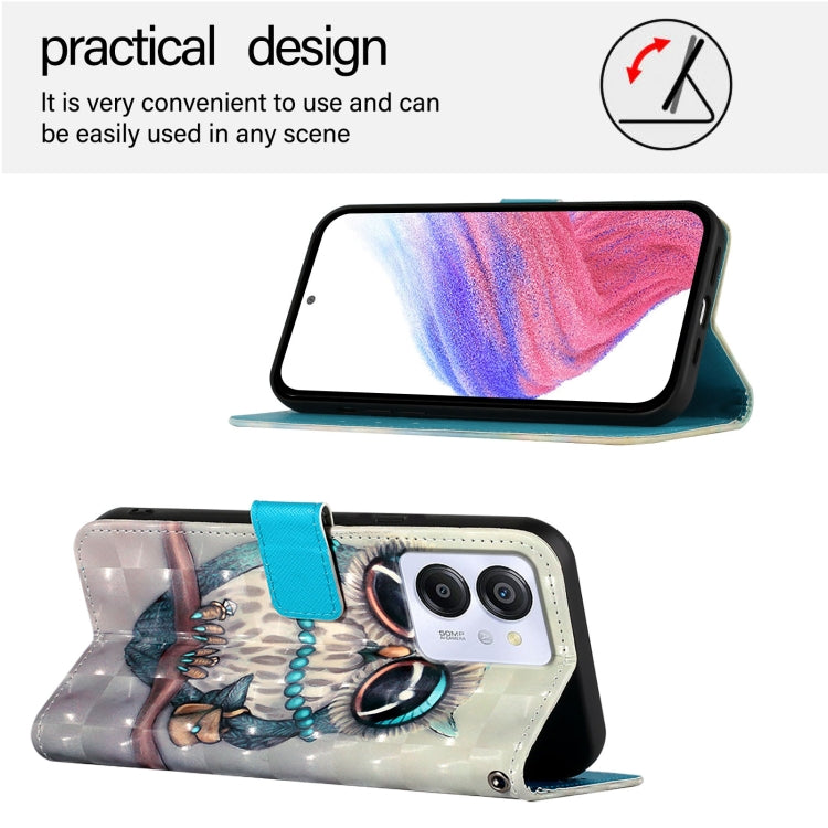For Blackview Color 8 3D Painting Horizontal Flip Leather Phone Case(Grey Owl) - More Brand by PMC Jewellery | Online Shopping South Africa | PMC Jewellery | Buy Now Pay Later Mobicred