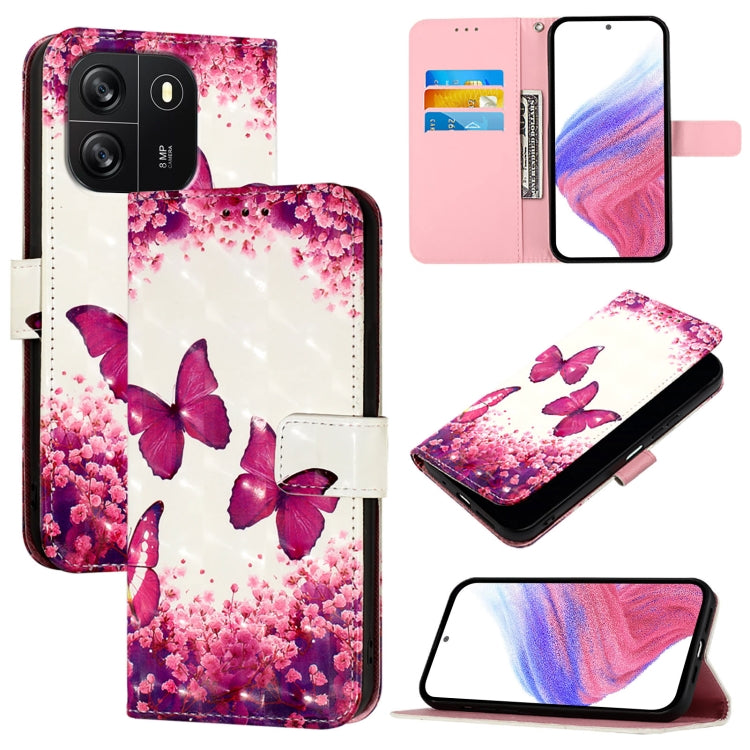 For Blackview Wave 6C 3D Painting Horizontal Flip Leather Phone Case(Rose Butterfly) - More Brand by PMC Jewellery | Online Shopping South Africa | PMC Jewellery | Buy Now Pay Later Mobicred