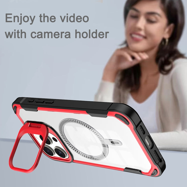 For iPhone 16 Pro Transparent Acrylic MagSafe Lens Holder Phone Case(Blue) - iPhone 16 Pro Cases by PMC TechLife | Online Shopping South Africa | PMC TechLife | Buy Now Pay Later Mobicred
