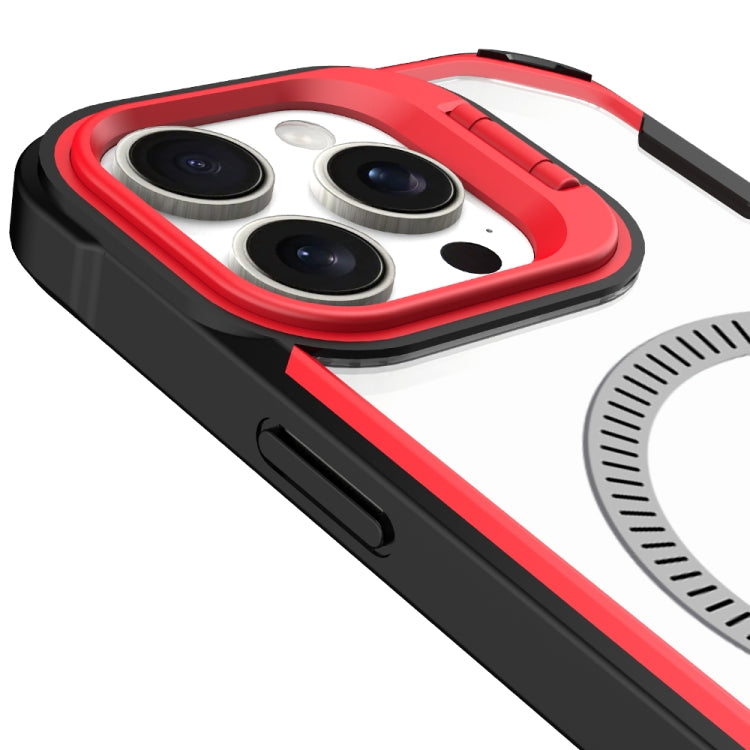For iPhone 16 Transparent Acrylic MagSafe Lens Holder Phone Case(Red) - iPhone 16 Cases by PMC TechLife | Online Shopping South Africa | PMC TechLife | Buy Now Pay Later Mobicred