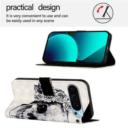 For Google Pixel 9 Pro XL 3D Painting Horizontal Flip Leather Phone Case(Skull) - Google Cases by PMC Jewellery | Online Shopping South Africa | PMC Jewellery | Buy Now Pay Later Mobicred