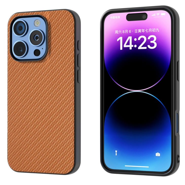 For iPhone 16 Pro Max Carbon Fiber Texture Protective Phone Case(Light Brown) - iPhone 16 Pro Max Cases by PMC TechLife | Online Shopping South Africa | PMC TechLife | Buy Now Pay Later Mobicred
