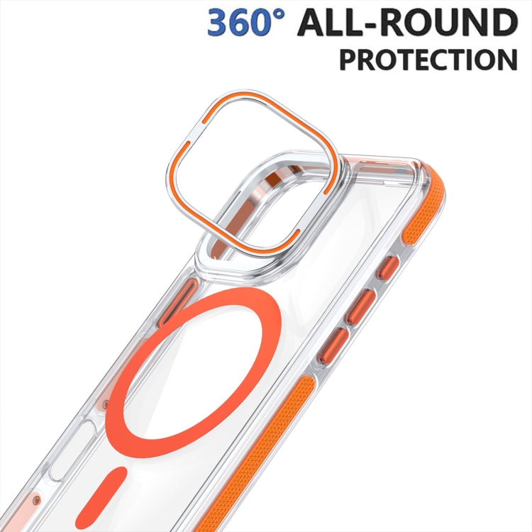 For iPhone 16 Pro Max Dual-Color Clear Acrylic Hybrid TPU Lens Flip Holder MagSafe Phone Case(Orange) - iPhone 16 Pro Max Cases by PMC Jewellery | Online Shopping South Africa | PMC Jewellery | Buy Now Pay Later Mobicred