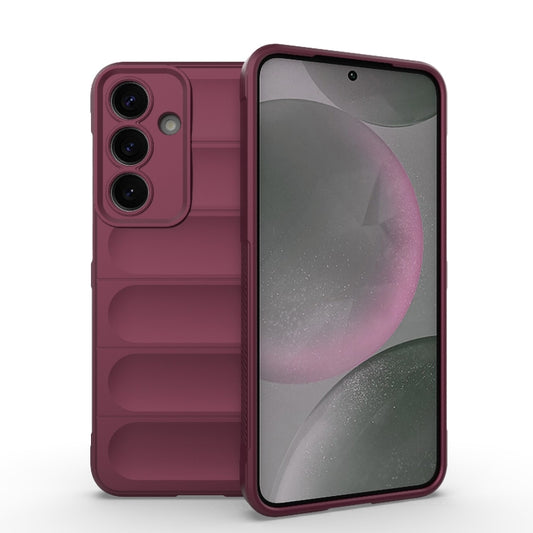 For Samsung Galaxy S25+ 5G Magic Shield TPU + Flannel Phone Case(Wine Red) - Galaxy S25+ 5G Cases by PMC Jewellery | Online Shopping South Africa | PMC Jewellery | Buy Now Pay Later Mobicred