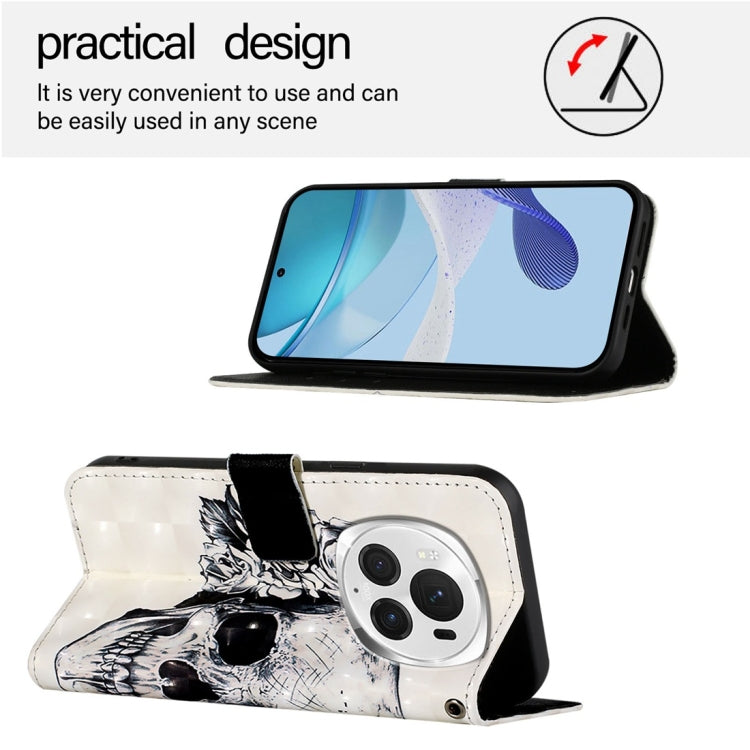 For Honor Magic6 Pro Global 3D Painting Horizontal Flip Leather Phone Case(Skull) - Honor Cases by PMC Jewellery | Online Shopping South Africa | PMC Jewellery | Buy Now Pay Later Mobicred