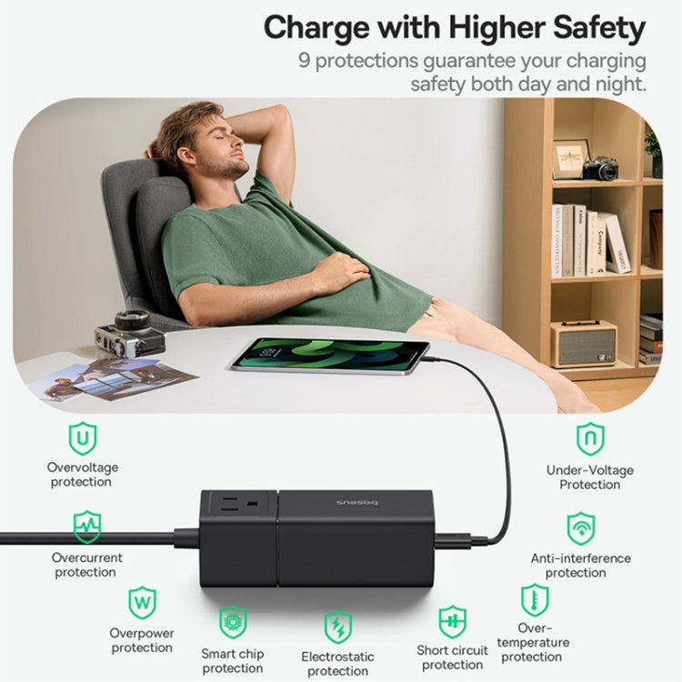 Baseus Lingao Mini Series 100W 3Type-C+USB Ports with 1 Socket Desktop GaN Charger, Length: 1.5m(US Plug) - Multifunction Charger by Baseus | Online Shopping South Africa | PMC Jewellery | Buy Now Pay Later Mobicred