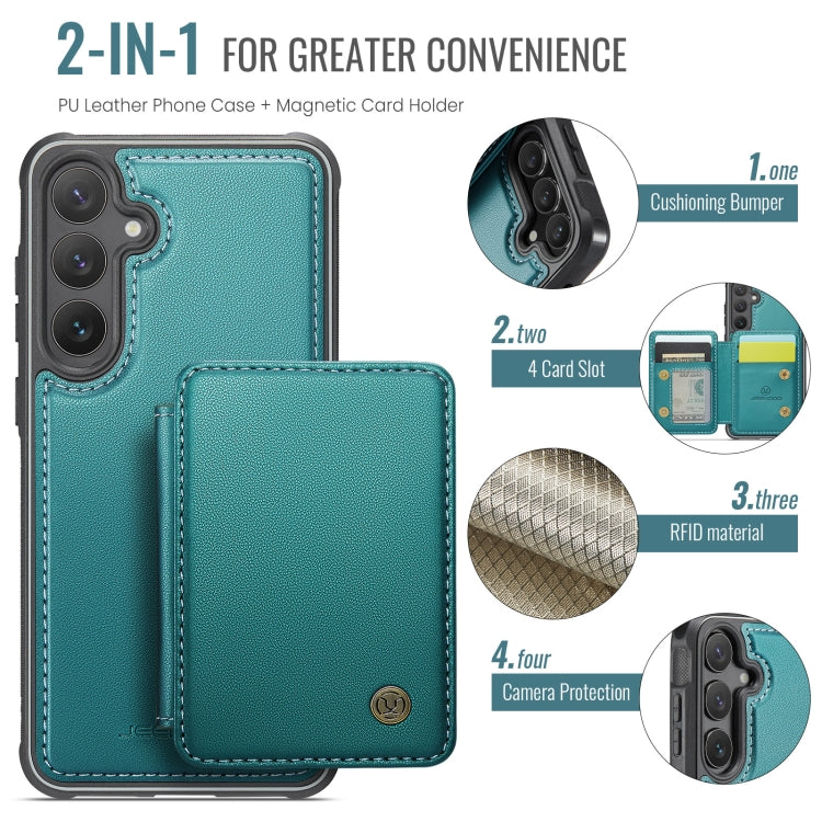 For Samsung Galaxy S24 5G JEEHOOD J05 Business Magnetic Style RFID Leather Phone Case(Blue Green) - Galaxy S24 5G Cases by JEEHOOD | Online Shopping South Africa | PMC Jewellery | Buy Now Pay Later Mobicred