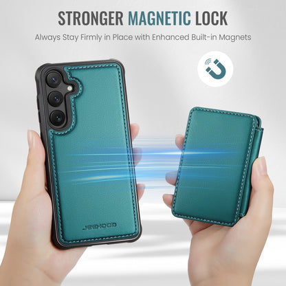 For Samsung Galaxy S24 5G JEEHOOD J05 Business Magnetic Style RFID Leather Phone Case(Blue Green) - Galaxy S24 5G Cases by JEEHOOD | Online Shopping South Africa | PMC Jewellery | Buy Now Pay Later Mobicred