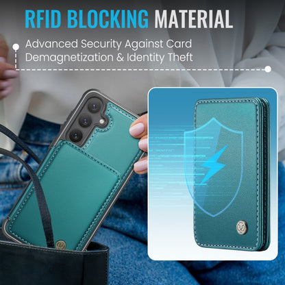 For Samsung Galaxy S24 5G JEEHOOD J05 Business Magnetic Style RFID Leather Phone Case(Blue Green) - Galaxy S24 5G Cases by JEEHOOD | Online Shopping South Africa | PMC Jewellery | Buy Now Pay Later Mobicred