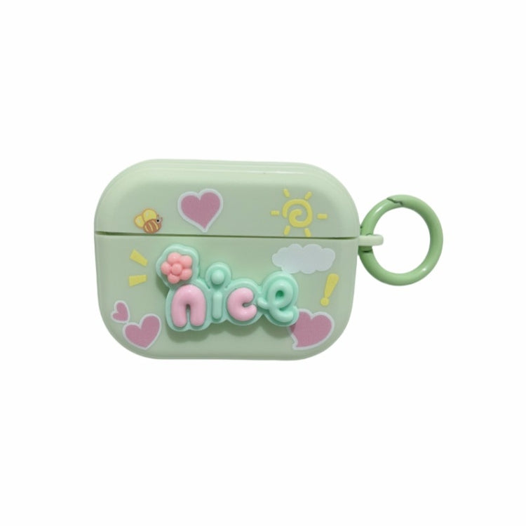 For AirPods Pro 2 Fresh 3D Text Skin Feel Earbuds Box PC Case(Green) - For AirPods Pro 2 by PMC Jewellery | Online Shopping South Africa | PMC Jewellery | Buy Now Pay Later Mobicred