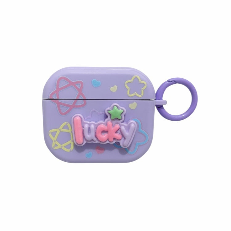 For AirPods Pro Fresh 3D Text Skin Feel Earbuds Box PC Case(Purple) - For AirPods Pro by PMC Jewellery | Online Shopping South Africa | PMC Jewellery | Buy Now Pay Later Mobicred