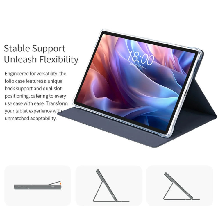 For Teclast T65 Max Anti-slip Texture Smart Tablet Leather Folio Case(Dark Blue) - Teclast by TECLAST | Online Shopping South Africa | PMC TechLife | Buy Now Pay Later Mobicred