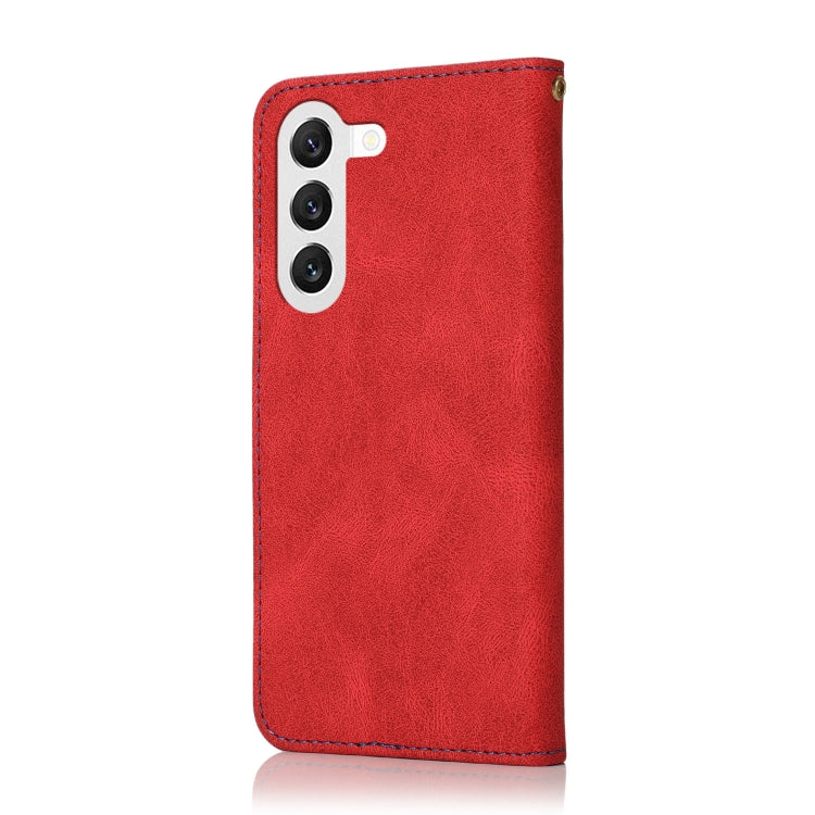 For Samsung Galaxy S25+ 5G Dual-color Stitching Leather Phone Case(Red Blue) - Galaxy S25+ 5G Cases by PMC Jewellery | Online Shopping South Africa | PMC Jewellery | Buy Now Pay Later Mobicred