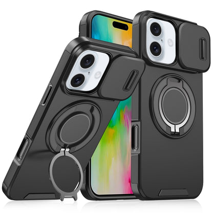 For iPhone 16 Plus Sliding Camshield Ring Holder Phone Case(Black) - iPhone 16 Plus Cases by PMC Jewellery | Online Shopping South Africa | PMC Jewellery | Buy Now Pay Later Mobicred