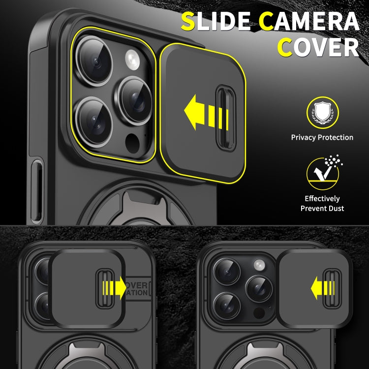 For iPhone 16 Pro Sliding Camshield Ring Holder Phone Case(Orange) - iPhone 16 Pro Cases by PMC TechLife | Online Shopping South Africa | PMC TechLife | Buy Now Pay Later Mobicred