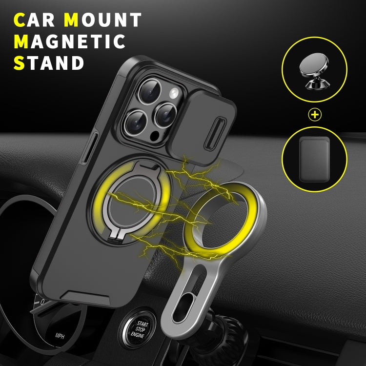 For iPhone 16 Plus Sliding Camshield Ring Holder Phone Case(Black) - iPhone 16 Plus Cases by PMC TechLife | Online Shopping South Africa | PMC TechLife | Buy Now Pay Later Mobicred