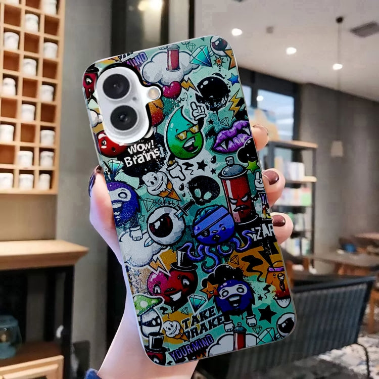 For iPhone 16 Plus Colored Drawing Pattern TPU Phone Case(Graffiti) - iPhone 16 Plus Cases by PMC TechLife | Online Shopping South Africa | PMC TechLife | Buy Now Pay Later Mobicred