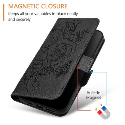 For Redmi K70 Ultra 5G Global Embossed Rose RFID Anti-theft Leather Phone Case(Black) - Xiaomi Cases by PMC Jewellery | Online Shopping South Africa | PMC Jewellery | Buy Now Pay Later Mobicred