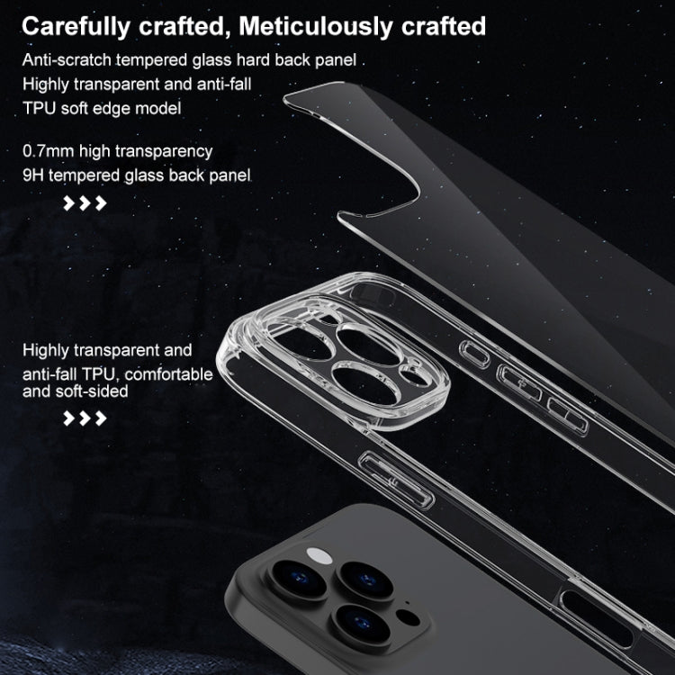 For iPhone 16 Four Corner Airbag Transparent Glass Phone Case - iPhone 16 Cases by PMC TechLife | Online Shopping South Africa | PMC TechLife | Buy Now Pay Later Mobicred