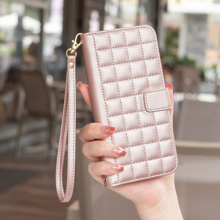 For iPhone 16e Square Texture Leather Phone Case(Rose Gold) - iPhone 16e Cases by PMC TechLife | Online Shopping South Africa | PMC TechLife | Buy Now Pay Later Mobicred