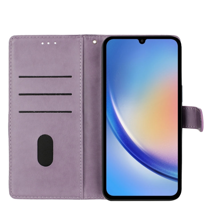 For Blackview A55 Pro Butterflies and Flowers Leather Phone Case(Purple) - More Brand by PMC TechLife | Online Shopping South Africa | PMC TechLife | Buy Now Pay Later Mobicred