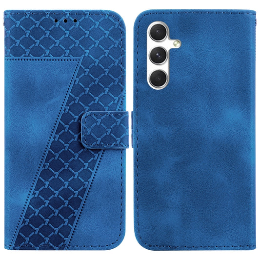 For Samsung Galaxy S25+ 5G Seven-shaped Embossed Leather Phone Case(Blue) - Galaxy S25+ 5G Cases by PMC Jewellery | Online Shopping South Africa | PMC Jewellery | Buy Now Pay Later Mobicred