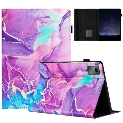 For Lenovo Tab M11/ Xiaoxin Pad 11 2024 Marble Litchi Leather Smart Tablet Case(Purple) - Lenovo by PMC Jewellery | Online Shopping South Africa | PMC Jewellery | Buy Now Pay Later Mobicred