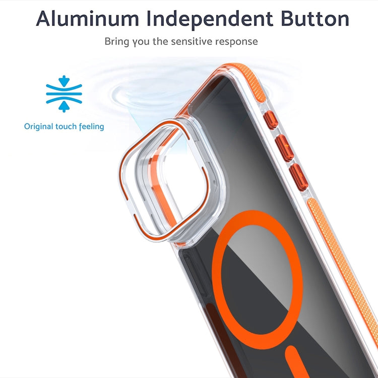 For iPhone 16 Pro Max Magsafe Dual-Color Transparent Black Lens Holder Phone Case(Orange) - iPhone 16 Pro Max Cases by PMC Jewellery | Online Shopping South Africa | PMC Jewellery | Buy Now Pay Later Mobicred