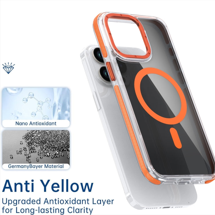 For iPhone 16 Pro Max Magsafe Dual-Color Transparent Black Full Coverage Phone Case(Orange) - iPhone 16 Pro Max Cases by PMC TechLife | Online Shopping South Africa | PMC TechLife | Buy Now Pay Later Mobicred