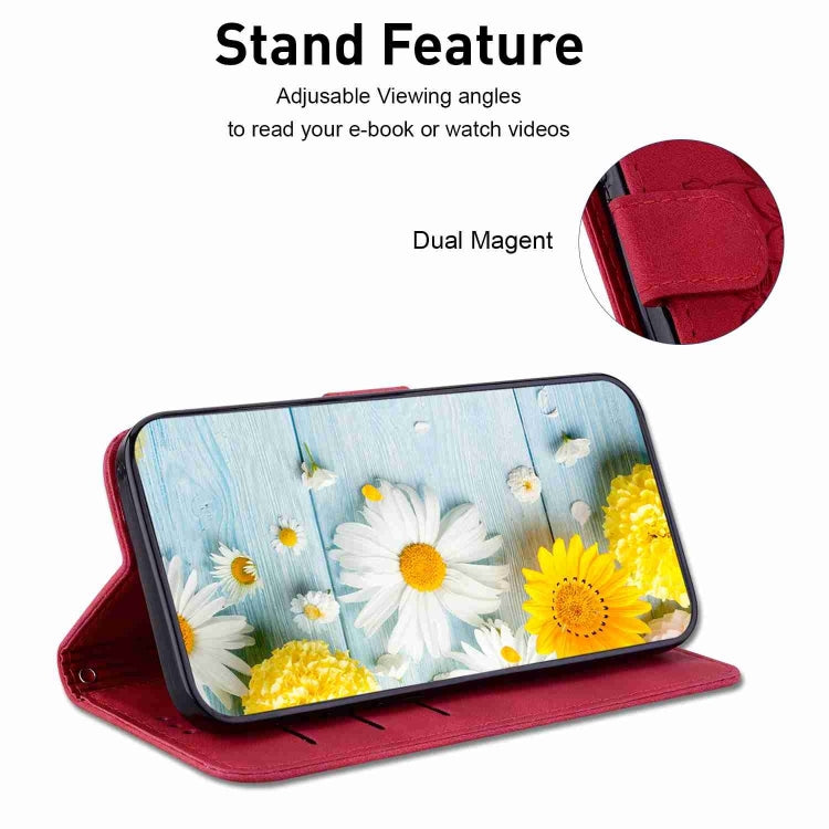 For Samsung Galaxy S25 Ultra 5G Lily Embossed Leather Phone Case(Red) - free shipping - PMC Jewellery - Order now!
