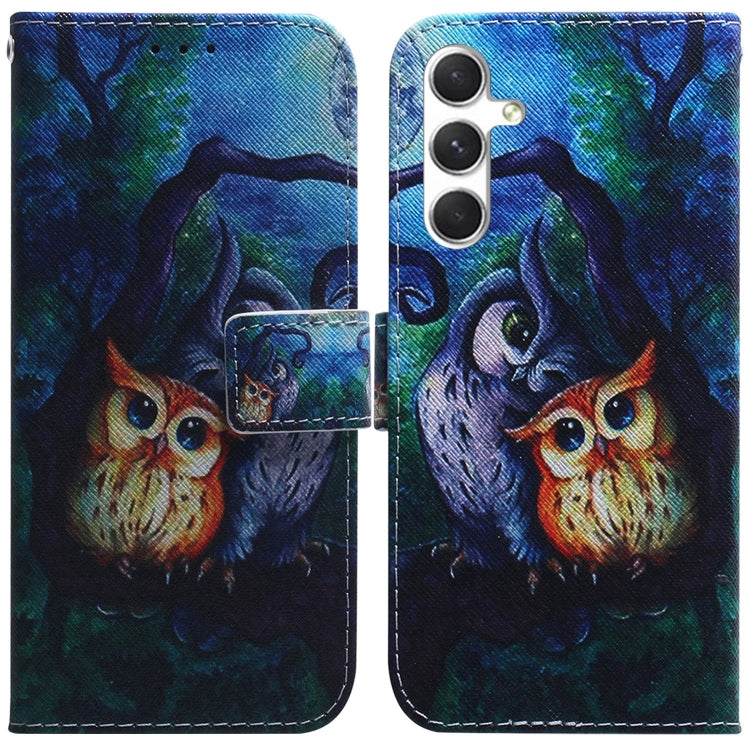 For Samsung Galaxy S25 5G Coloured Drawing Flip Leather Phone Case(Oil Painting Owl) - Galaxy S25 5G Cases by PMC Jewellery | Online Shopping South Africa | PMC Jewellery | Buy Now Pay Later Mobicred