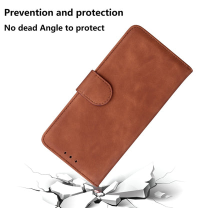 For Samsung Galaxy S25+ 5G Skin Feel Pure Color Flip Leather Phone Case(Brown) - Galaxy S25+ 5G Cases by PMC Jewellery | Online Shopping South Africa | PMC Jewellery | Buy Now Pay Later Mobicred