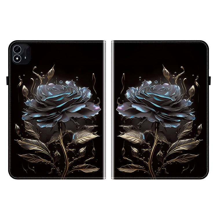For itel Pad One 10.1 Crystal Texture Painted Leather Smart Tablet Case(Black Rose) - Others by PMC TechLife | Online Shopping South Africa | PMC TechLife | Buy Now Pay Later Mobicred