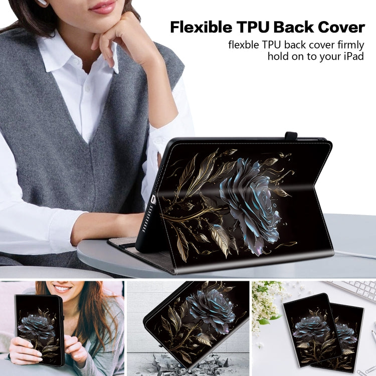 For itel Pad One 10.1 Crystal Texture Painted Leather Smart Tablet Case(Black Rose) - Others by PMC TechLife | Online Shopping South Africa | PMC TechLife | Buy Now Pay Later Mobicred