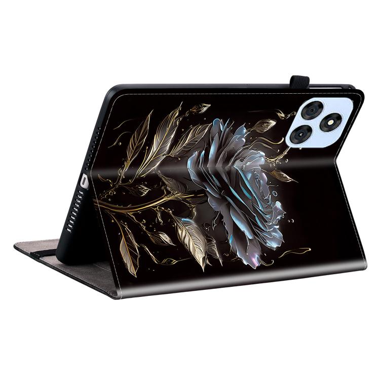 For itel VistaTab 30 Crystal Texture Painted Leather Smart Tablet Case(Black Rose) - Others by PMC TechLife | Online Shopping South Africa | PMC TechLife | Buy Now Pay Later Mobicred