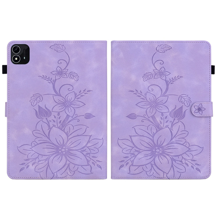 For itel Pad One 10.1 Lily Embossed Leather Tablet Case(Purple) - Others by PMC TechLife | Online Shopping South Africa | PMC TechLife | Buy Now Pay Later Mobicred