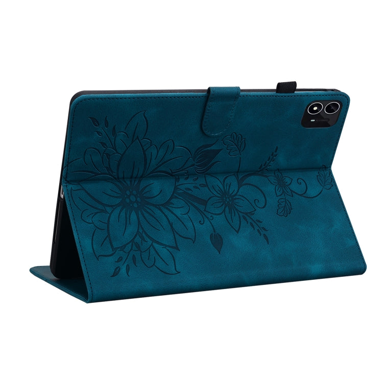 For itel Pad One 10.1 Lily Embossed Leather Tablet Case(Dark Blue) - Others by PMC TechLife | Online Shopping South Africa | PMC TechLife | Buy Now Pay Later Mobicred