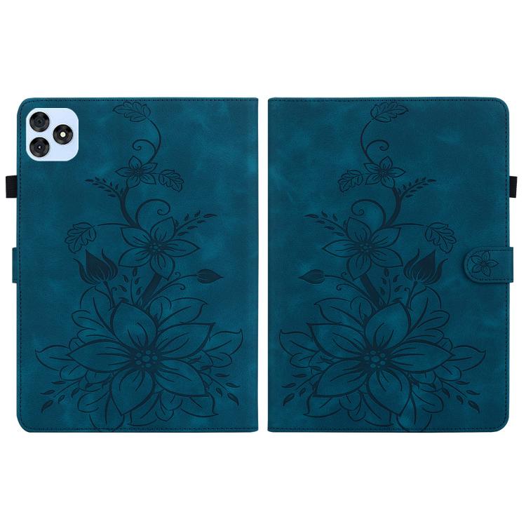 For itel VistaTab 30 Lily Embossed Leather Tablet Case(Dark Blue) - Others by PMC TechLife | Online Shopping South Africa | PMC TechLife | Buy Now Pay Later Mobicred