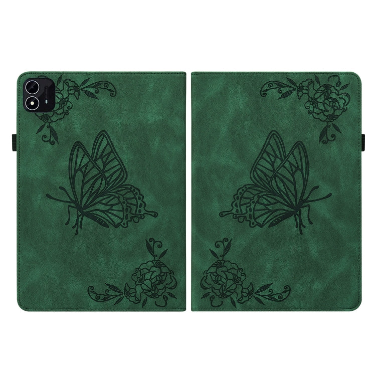 For itel Pad One 10.1 Butterfly Flower Embossed Leather Tablet Case(Green) - Others by PMC TechLife | Online Shopping South Africa | PMC TechLife | Buy Now Pay Later Mobicred