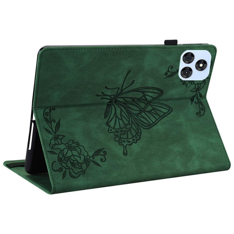 For itel VistaTab 30 Butterfly Flower Embossed Leather Tablet Case(Green) - Others by PMC TechLife | Online Shopping South Africa | PMC TechLife | Buy Now Pay Later Mobicred
