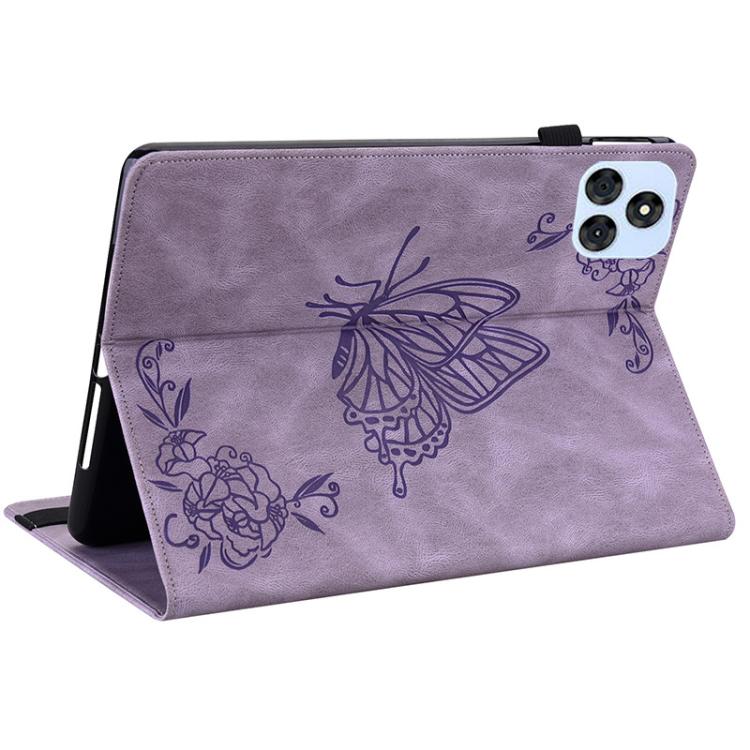 For itel VistaTab 30 Butterfly Flower Embossed Leather Tablet Case(Purple) - Others by PMC TechLife | Online Shopping South Africa | PMC TechLife | Buy Now Pay Later Mobicred