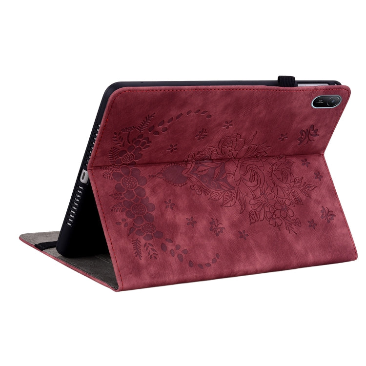 For Huawei MatePad SE 11 2024 Butterfly Rose Embossed Leather Tablet Case(Red) - Huawei by PMC Jewellery | Online Shopping South Africa | PMC Jewellery | Buy Now Pay Later Mobicred