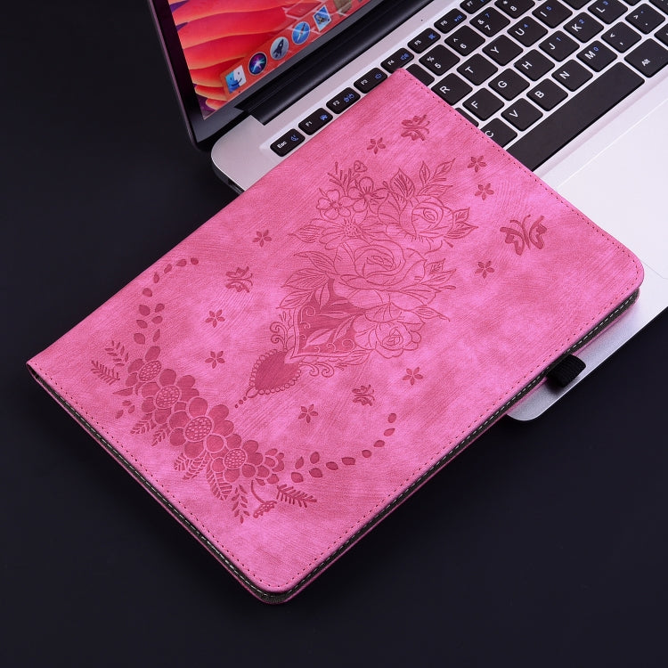For itel Pad One 10.1 Butterfly Rose Embossed Leather Tablet Case(Rose Red) - Others by PMC TechLife | Online Shopping South Africa | PMC TechLife | Buy Now Pay Later Mobicred